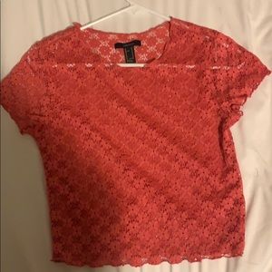 Flowery pink lace crop top